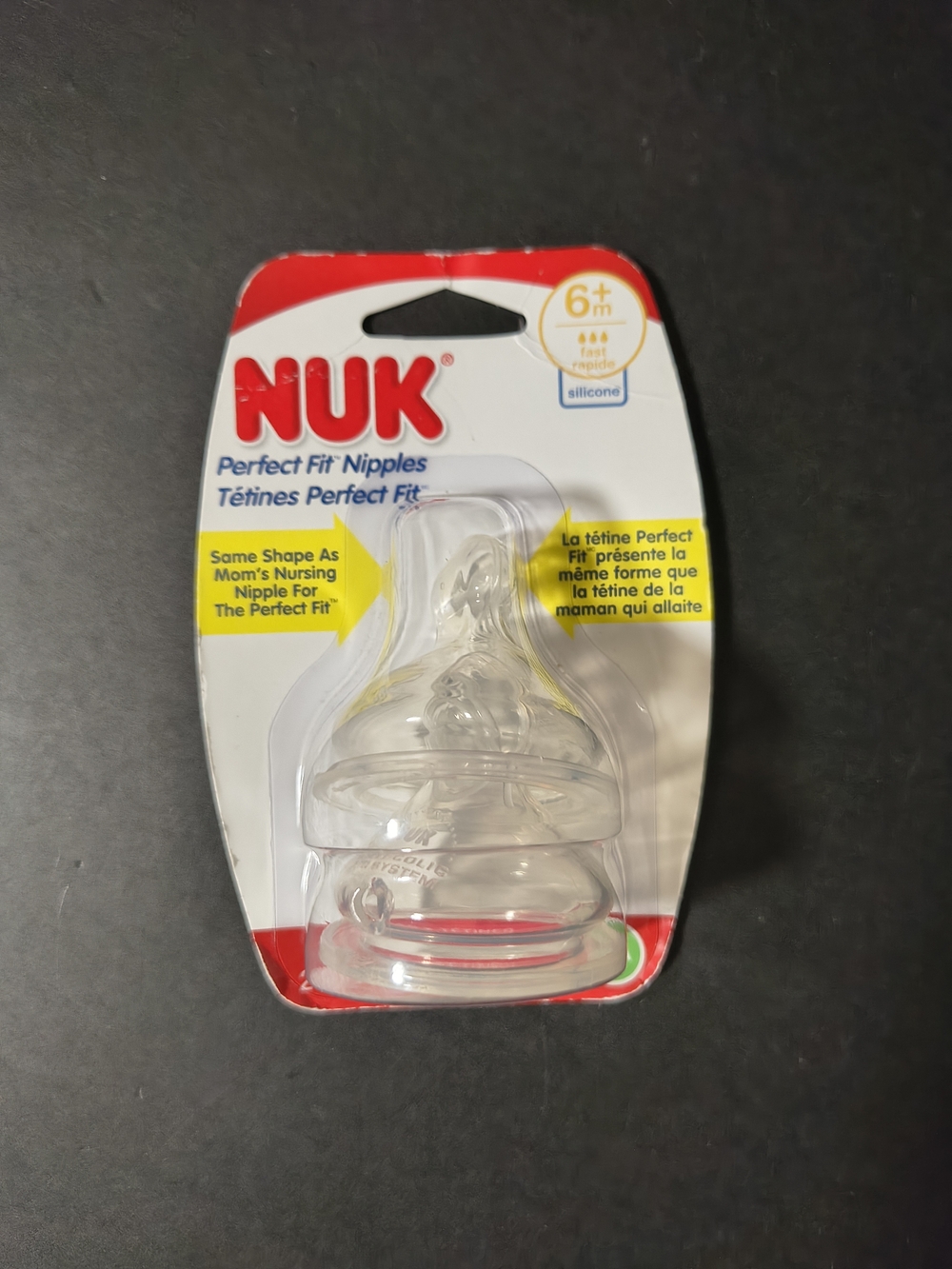 NUK Perfect Fit Silicone Baby Bottle Nipples - Clear (6m+)